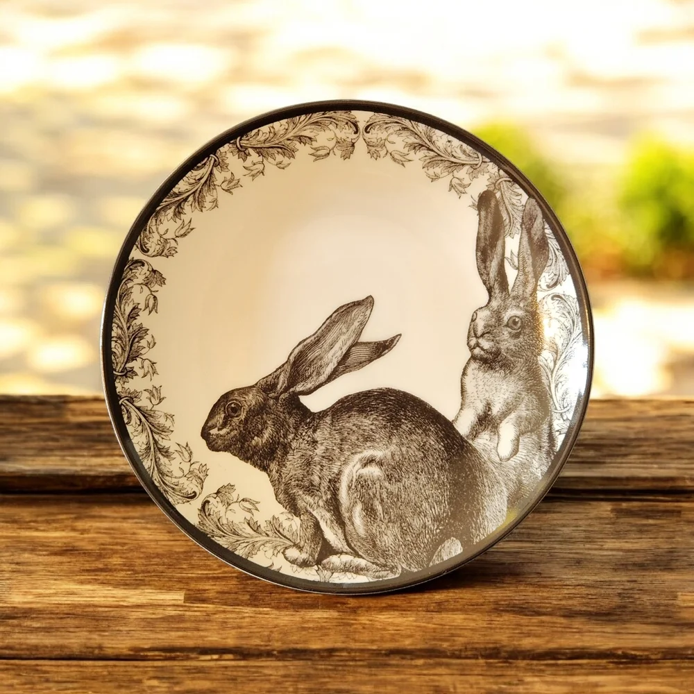 Vintage Caskata Bunnies Small Plates (Set of 2) EUC, Like New, Cottagecore